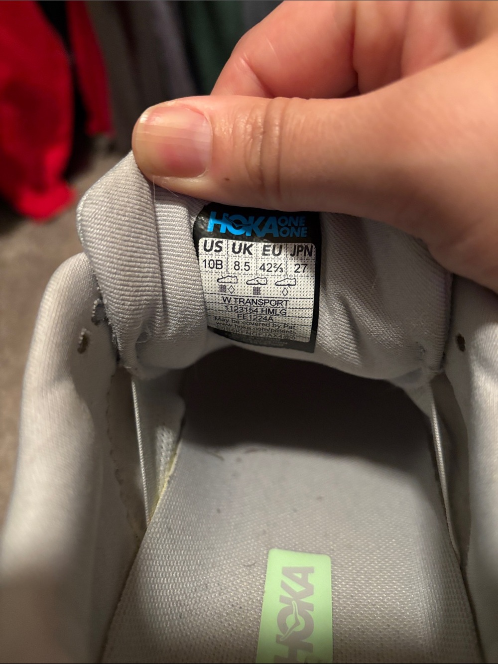 Hoka Women’s Light Gray Athletic Running Shoes with Subtle Lime Accents - Picture 8 of 8
